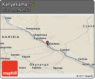 Shaded Relief Panoramic Map of Kanyekama