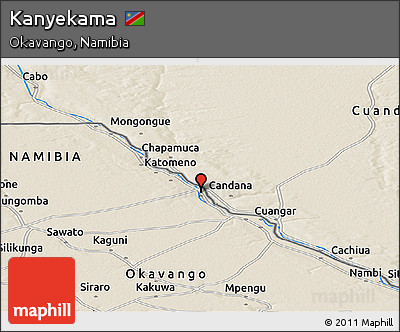 Shaded Relief Panoramic Map of Kanyekama