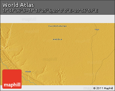 Physical 3D Map of the Area around 17° 30' 31" S, 20° 28' 30" E