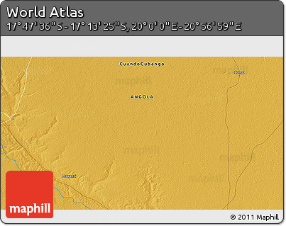 Physical 3D Map of the Area around 17° 30' 31" S, 20° 28' 30" E