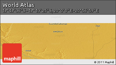 Physical Panoramic Map of the Area around 17° 30' 31" S, 20° 28' 30" E