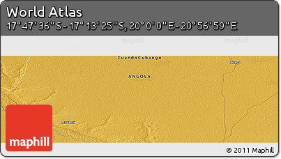 Physical Panoramic Map of the Area around 17° 30' 31" S, 20° 28' 30" E