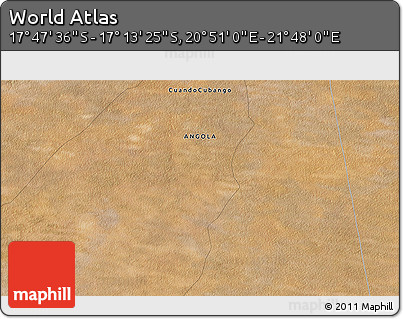 Satellite 3D Map of the Area around 17° 30' 31" S, 21° 19' 30" E