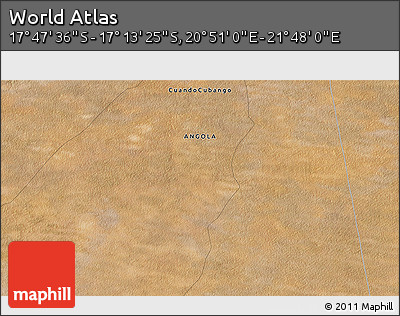 Satellite 3D Map of the Area around 17° 30' 31" S, 21° 19' 30" E