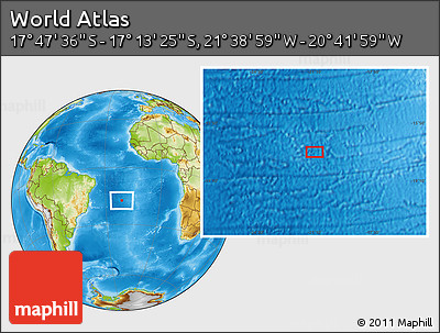 Physical Location Map of the Area around 17° 30' 31" S, 21° 10' 29" W