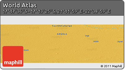 Physical Panoramic Map of the Area around 17° 30' 31" S, 22° 10' 29" E