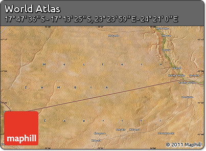 Satellite Map of the Area around 17° 30' 31" S, 23° 52' 30" E