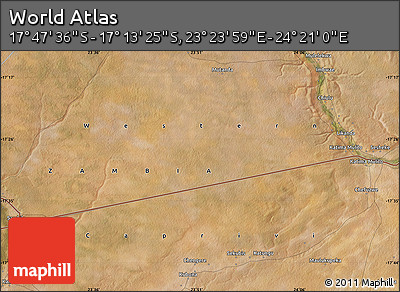 Satellite Map of the Area around 17° 30' 31" S, 23° 52' 30" E
