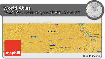 Physical Panoramic Map of the Area around 17° 30' 31" S, 23° 52' 30" E