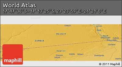Physical Panoramic Map of the Area around 17° 30' 31" S, 23° 52' 30" E