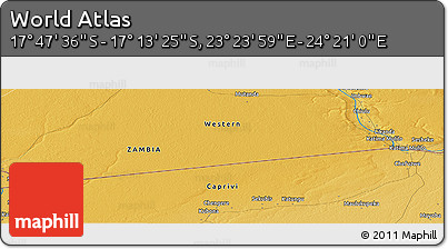 Physical Panoramic Map of the Area around 17° 30' 31" S, 23° 52' 30" E