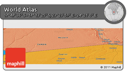 Political Panoramic Map of the Area around 17° 30' 31" S, 23° 52' 30" E