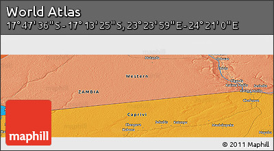 Political Panoramic Map of the Area around 17° 30' 31" S, 23° 52' 30" E