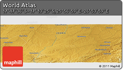 Physical Panoramic Map of the Area around 17° 30' 31" S, 26° 25' 29" E