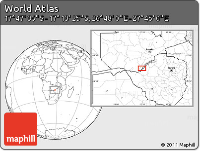 Blank Location Map of the Area around 17° 30' 31" S, 27° 16' 29" E