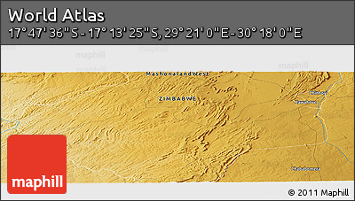 Physical Panoramic Map of the Area around 17° 30' 31" S, 29° 49' 30" E