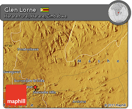Physical Map of Glen Lorne