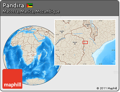 Shaded Relief Location Map of Pandira