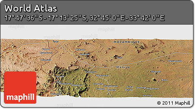 Satellite Panoramic Map of the Area around 17° 30' 31" S, 33° 13' 30" E