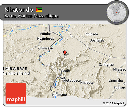 Shaded Relief Panoramic Map of Nhatondo