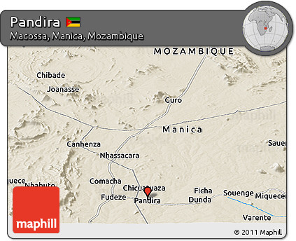Shaded Relief Panoramic Map of Pandira