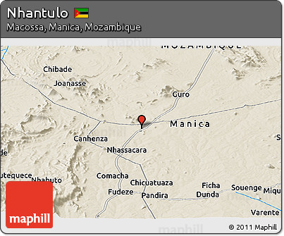 Shaded Relief Panoramic Map of Nhantulo