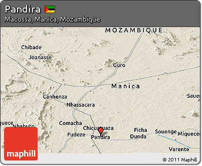 Shaded Relief Panoramic Map of Pandira