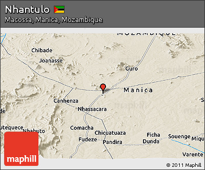 Shaded Relief Panoramic Map of Nhantulo
