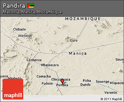 Shaded Relief Panoramic Map of Pandira