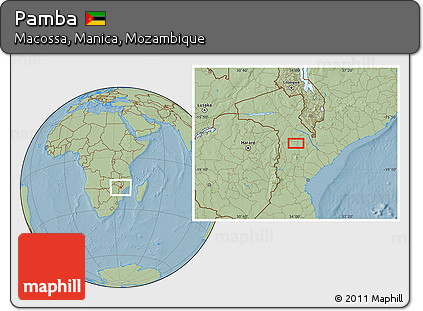 Savanna Style Location Map of Pamba, hill shading