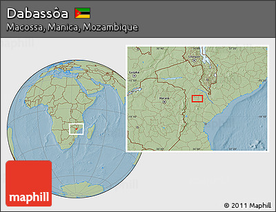 Savanna Style Location Map of Dabassôa, hill shading