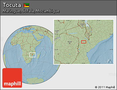Savanna Style Location Map of Tocuta, hill shading