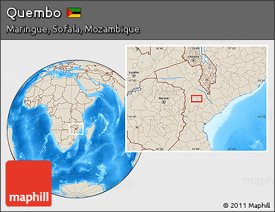 Shaded Relief Location Map of Quembo