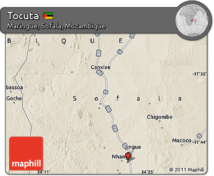 Shaded Relief Map of Tocuta