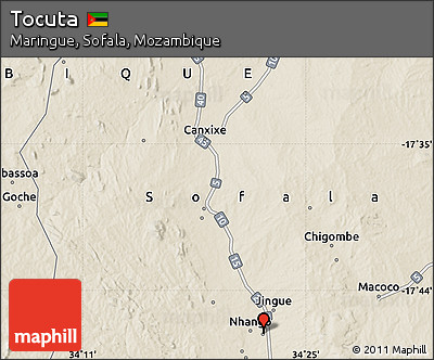 Shaded Relief Map of Tocuta