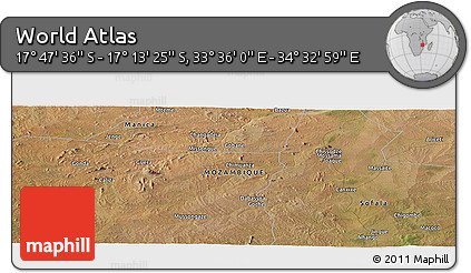 Satellite Panoramic Map of the Area around 17° 30' 31" S, 34° 4' 30" E