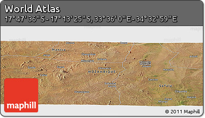 Satellite Panoramic Map of the Area around 17° 30' 31" S, 34° 4' 30" E