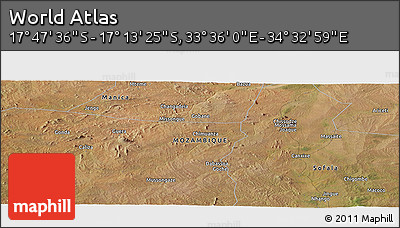 Satellite Panoramic Map of the Area around 17° 30' 31" S, 34° 4' 30" E