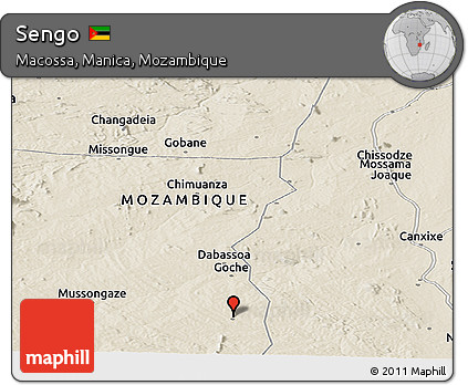 Shaded Relief Panoramic Map of Sengo
