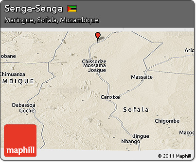 Shaded Relief Panoramic Map of Senga-Senga
