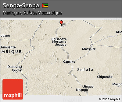 Shaded Relief Panoramic Map of Senga-Senga