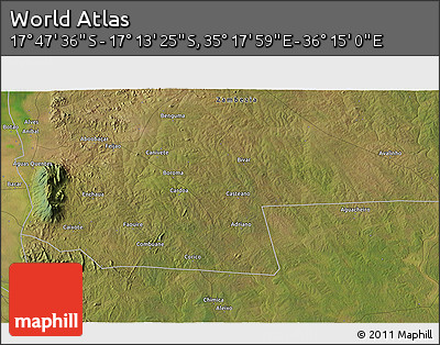 Satellite 3D Map of the Area around 17° 30' 31" S, 35° 46' 29" E