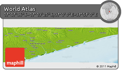 Physical Panoramic Map of the Area around 17° 30' 31" S, 37° 28' 30" E