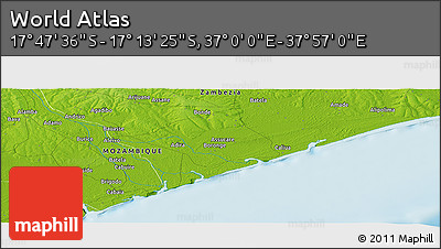 Physical Panoramic Map of the Area around 17° 30' 31" S, 37° 28' 30" E