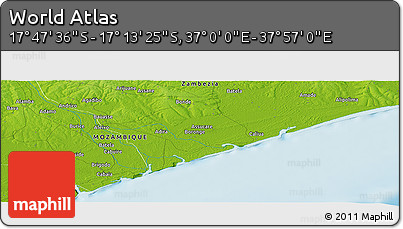 Physical Panoramic Map of the Area around 17° 30' 31" S, 37° 28' 30" E