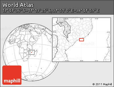 Blank Location Map of the Area around 17° 30' 31" S, 38° 19' 30" E
