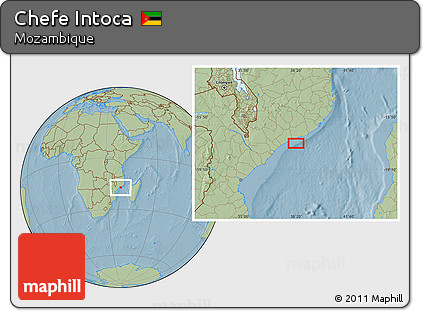 Savanna Style Location Map of Chefe Intoca, hill shading