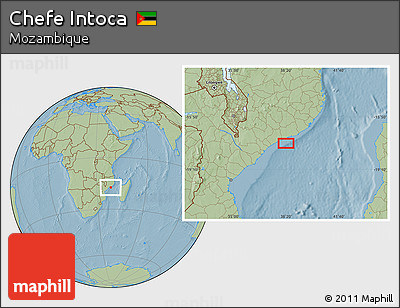 Savanna Style Location Map of Chefe Intoca, hill shading