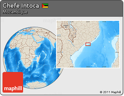 Shaded Relief Location Map of Chefe Intoca