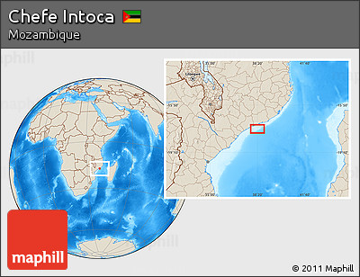 Shaded Relief Location Map of Chefe Intoca